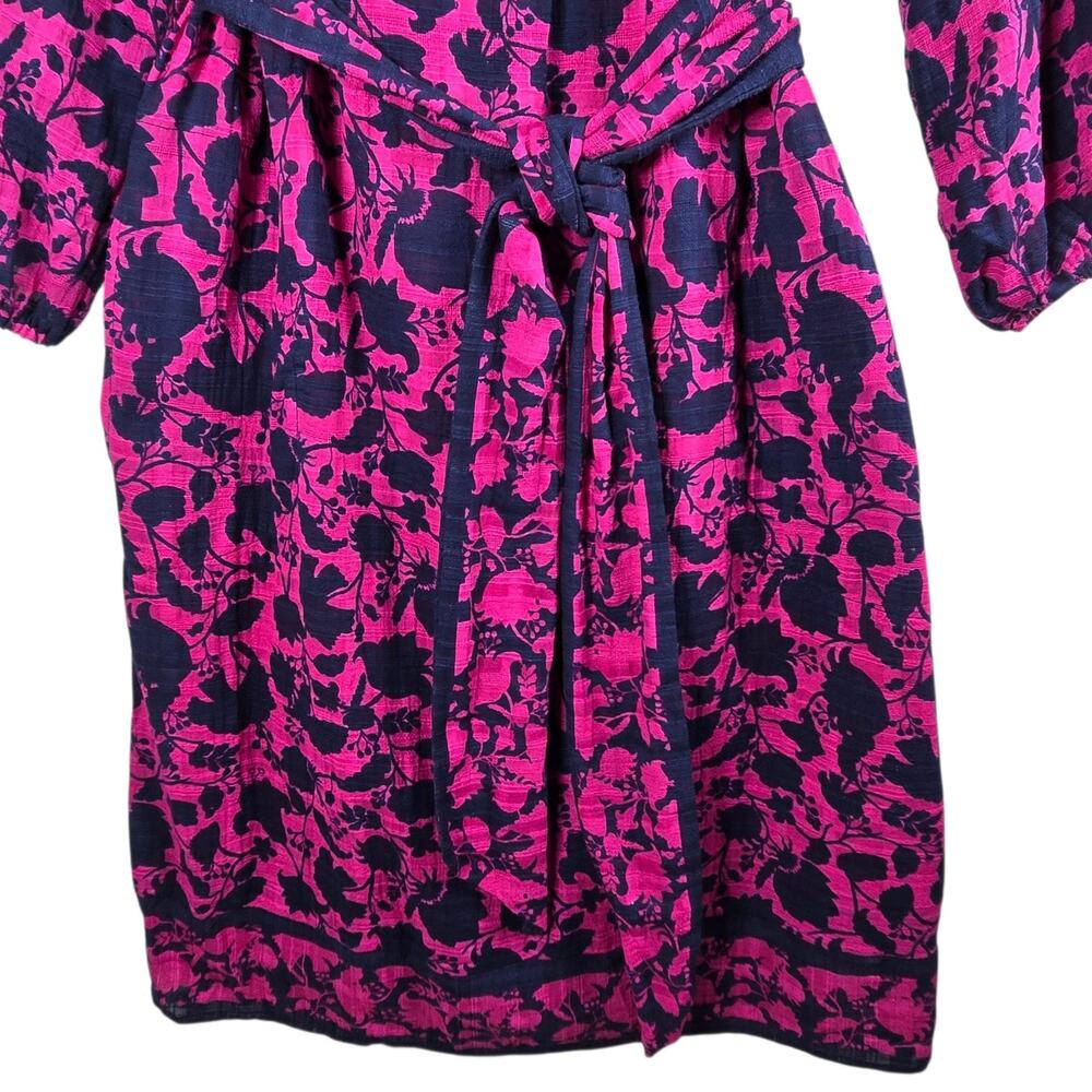 Studio Park x Amy Stran Dress Medium Berry Navy Floral Belted Boho Peasant - Picture 6 of 13